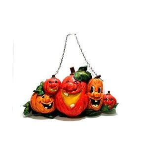 Halloween Anthropomorphic Pumpkin Molded Foam Wall Hang Vintage Rustic 14" x 7"
